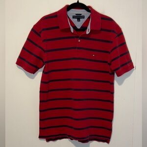 Tommy Hilfiger Red & Blue Striped Mens Short Sleeve Polo L28 51825